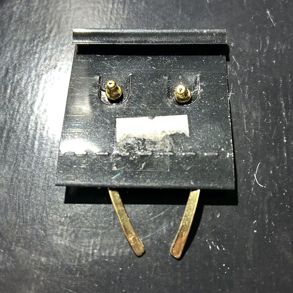 Vintage 2-1/4" Napier Signed Gold-Tone Bar Stick Drop Earrings with 14K Post - Picture 4 of 4